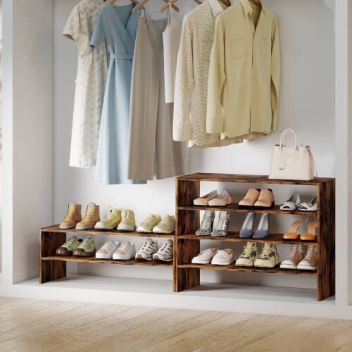 6-Tier Rustic Brown Shoe Rack with Anti-Tipping Device 1
