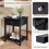 Black Bedside Tables Set of 2 with Drawer and Shelf 2