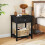 Black Bedside Tables Set of 2 with Drawer and Shelf 4