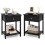 Black Bedside Tables Set of 2 with Drawer and Shelf 5
