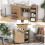 Folding Sewing Table with Storage Shelves, Brown MDF 2