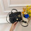 (Black) Classic printed cylindrical small bag 1