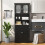 Freestanding Linen Bathroom Cabinet, Black, 58.5 Inch 8