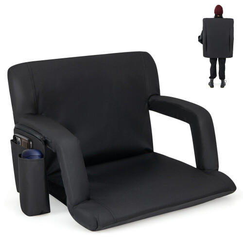 Adjustable Stadium Seat with Back Support, Black 1