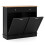 Black Waste Bin Cabinet with Rubberwood Top and Drawers 3