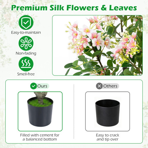 Artificial Impatiens Tree with Mini Fruits, Silk Flowers, 36" 2