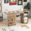 Folding Sewing Table with Storage Shelves, Brown MDF 4