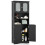Freestanding Linen Bathroom Cabinet, Black, 58.5 Inch 5