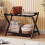 Foldable Rubberwood Luggage Rack, Black, 2 Shelves 7
