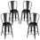 Set of 4 Black Metal Bar Stools with Backrests 2