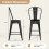 Set of 4 Black Metal Bar Stools with Backrests 4