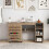 Folding Sewing Table with Storage Shelves, Brown MDF 7