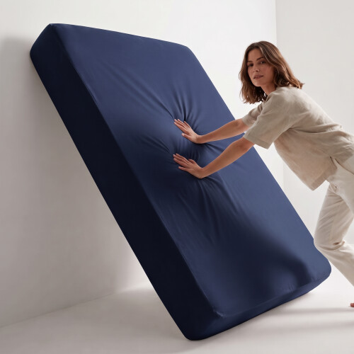 Imperial Rooms (Navy Blue, Single (90 x 191 cm)) Fitted Sheet Bed Sheets Extra Deep 25CM Single Double King Sizes