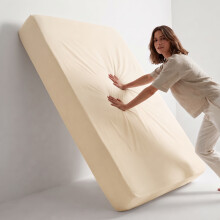 (Cream, Single (90 x 191 cm)) Fitted Sheet Bed Sheets Extra Deep 25CM Single Double King Sizes