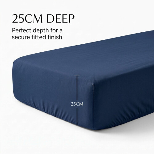 Imperial Rooms (Navy Blue, Single (90 x 191 cm)) Fitted Sheet Bed Sheets Extra Deep 25CM Single Double King Sizes 2