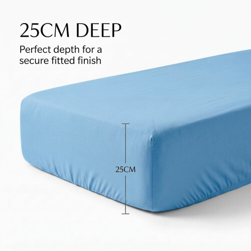 Imperial Rooms (Sky Blue, Super King (180 x 200 cm)) Fitted Sheet Bed Sheets Extra Deep 25CM Single Double King Sizes 2