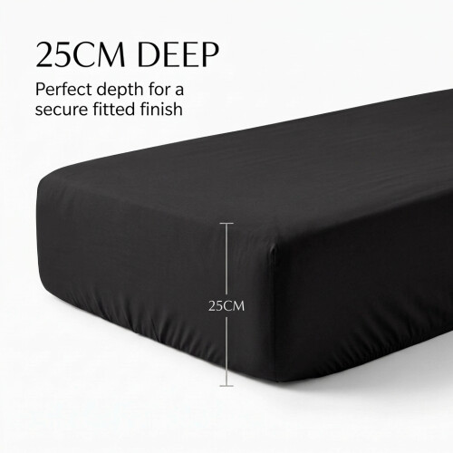 Imperial Rooms (Black, Double (137 x 190 cm)) Fitted Sheet Bed Sheets Extra Deep 25CM Single Double King Sizes 2