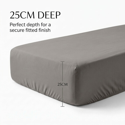 Imperial Rooms (Grey, Double (137 x 190 cm)) Fitted Sheet Bed Sheets Extra Deep 25CM Single Double King Sizes 2