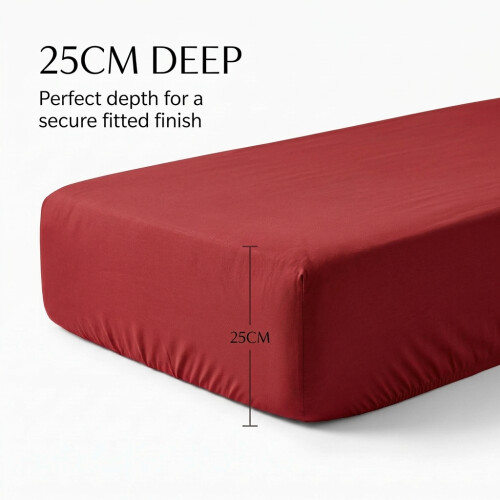 Imperial Rooms (Red, Super King (180 x 200 cm)) Fitted Sheet Bed Sheets Extra Deep 25CM Single Double King Sizes 2