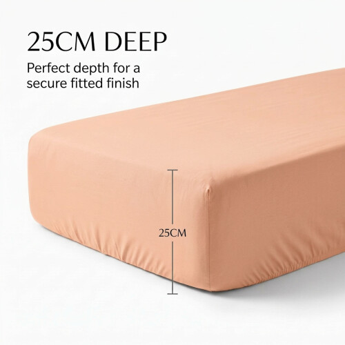 Imperial Rooms (Peach, King (152 x 200 cm)) Fitted Sheet Bed Sheets Extra Deep 25CM Single Double King Sizes 2