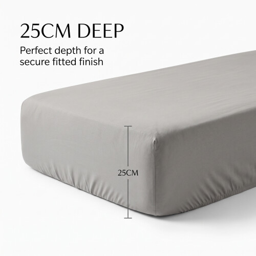 Imperial Rooms (Silver, Single (90 x 191 cm)) Fitted Sheet Bed Sheets Extra Deep 25CM Single Double King Sizes 2