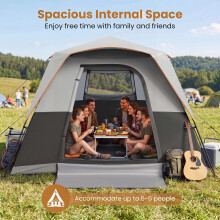 6-Person Instant Cabin Tent with Rainfly - Orange/Gray