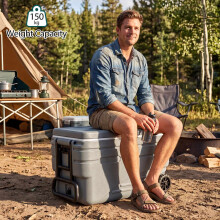 103 Quart Portable Ice Cooler with Wheels and Handles