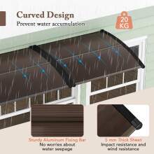 Outdoor Door Canopy Awning, 39x30 Inch, Brown