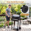 Charcoal Grill with Thermometer, Side Tables & Wheels 1