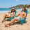 Folding Beach Chair Set, Adjustable Recline, Turquoise 1