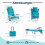 Folding Beach Chair Set, Adjustable Recline, Turquoise 8