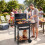 Charcoal Grill with Thermometer, Side Tables & Wheels 8
