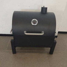 Portable Charcoal Grill with Thermometer - Black