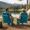 Folding Beach Chair Set, Adjustable Recline, Turquoise 4