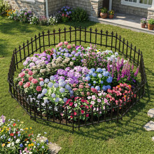 Decorative Metal Garden Fence, No-Dig, 5/10-Pack, Black