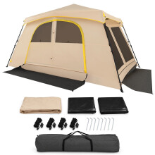 10-Person Instant Cabin Tent with Rainfly, 13x9 ft, Beige