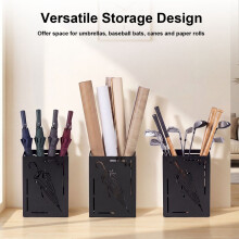 Black Metal Umbrella Holder Rack with Drip Tray