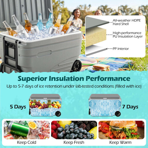 103 Quart Portable Ice Cooler with Wheels and Handles 2