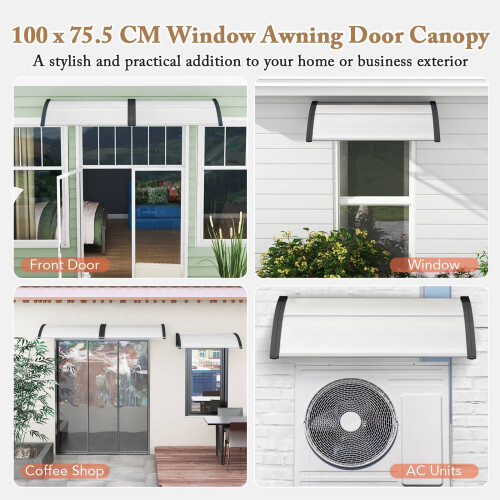39"x30" Outdoor Door Canopy, Black Polycarbonate 1
