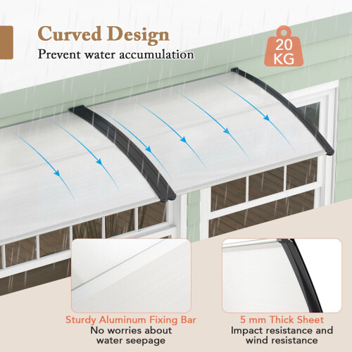 39"x30" Outdoor Door Canopy, Black Polycarbonate 2