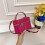 (Pink) Glossy diamond pattern mini box bag 1