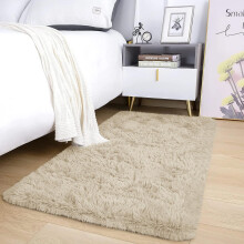 (1ft 6in x 2ft 6in (50x80cm), Cream) Fluffy Shaggy Rugs with Thick Soft Pile for Living Rooms Bedrooms Hallways