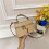 (Khaki) Glossy diamond pattern mini box bag 1