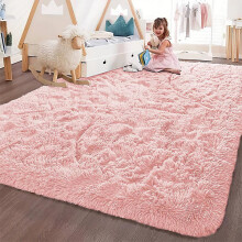 (4ft 7in x 6ft 7in (140x200cm), Pink) Fluffy Shaggy Rugs with Thick Soft Pile for Living Rooms Bedrooms Hallways