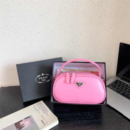 (Pink) Sweet and cool style topstitched small square box bag