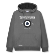 (L, Iron Grey) Lambretta Mens Target Pullover Hooded Sweatshirt Hoodie