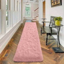 (2ft x 7ft 3in (60x220cm), Pink) Fluffy Shaggy Rugs with Thick Soft Pile for Living Rooms Bedrooms Hallways