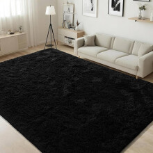 (2ft 6in x 10ft (80x300cm), Black) Fluffy Shaggy Rugs with Thick Soft Pile for Living Rooms Bedrooms Hallways
