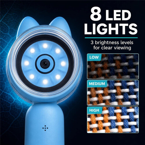 (Blue) Kids Digital Microscope, 2-Inch Screen, 4X Zoom, 8 LEDs 2