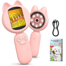 (Pink) Kids Digital Microscope, 2-Inch Screen, 4X Zoom, 8 LEDs